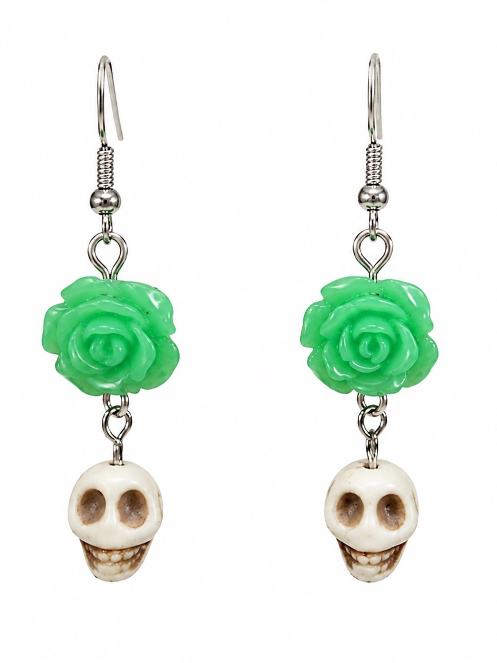 Stone Skull with Floral Earrings